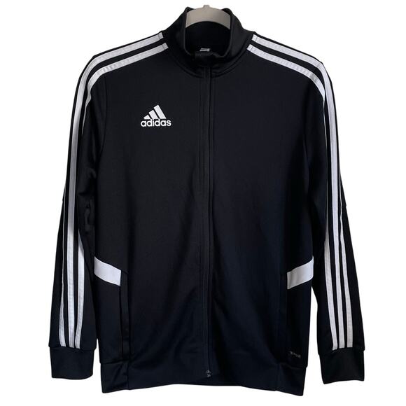 adidas Other - Adidas Track Jacket Boys Youth Sz L (13-14Y) Black White Logo Stripes Activewear